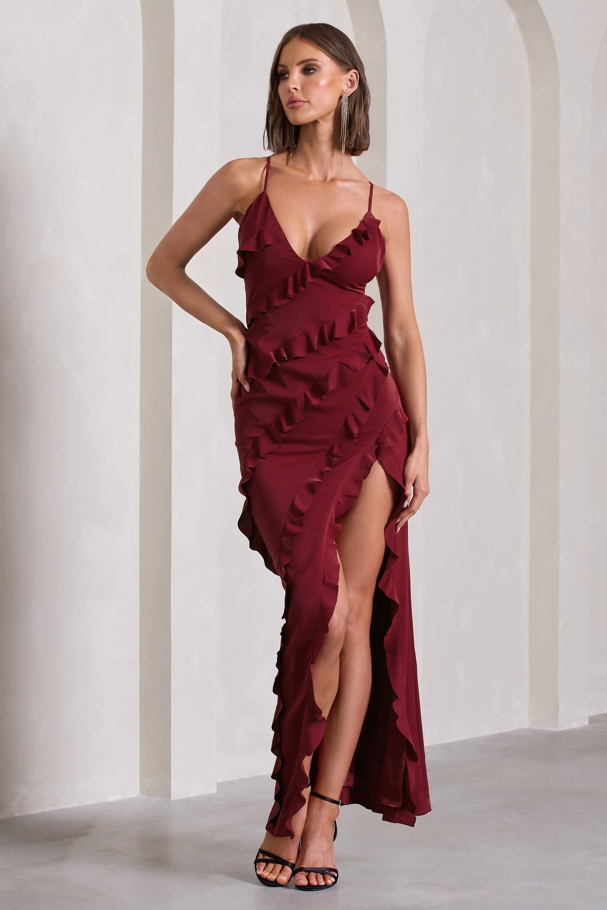 Vneck Ruffled Maxi Dress