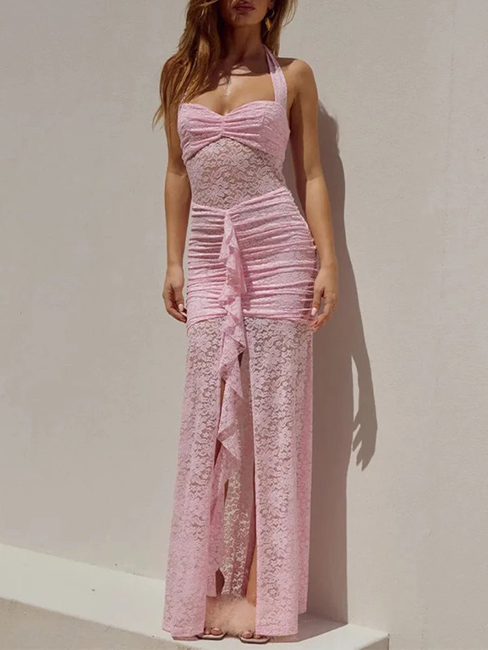 Isabella Lace Ruffled Maxi Dress - Fashion Pov