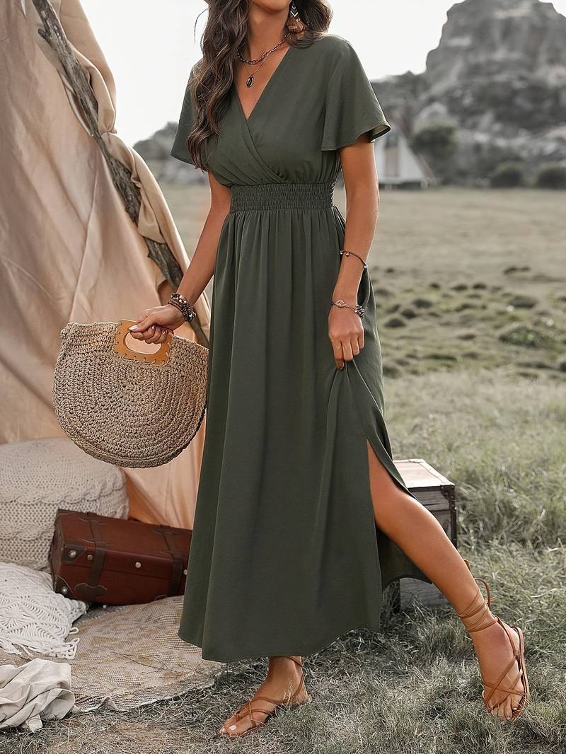 Sandra Elegant V-neck Bohemian Dress for Women Day to Night Outfit