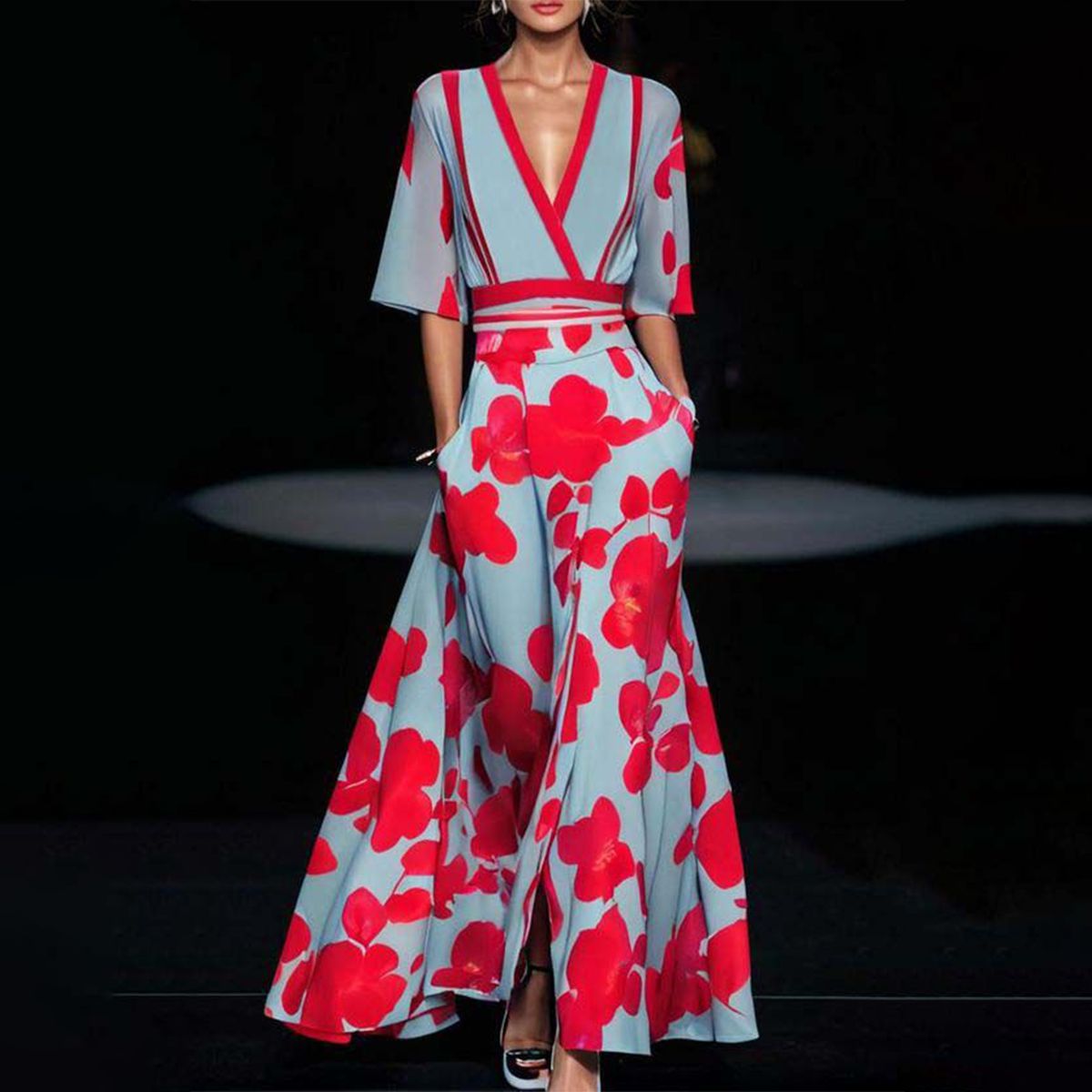 Graciela Floral Print Maxi Dress for Women Elegant Evening Look