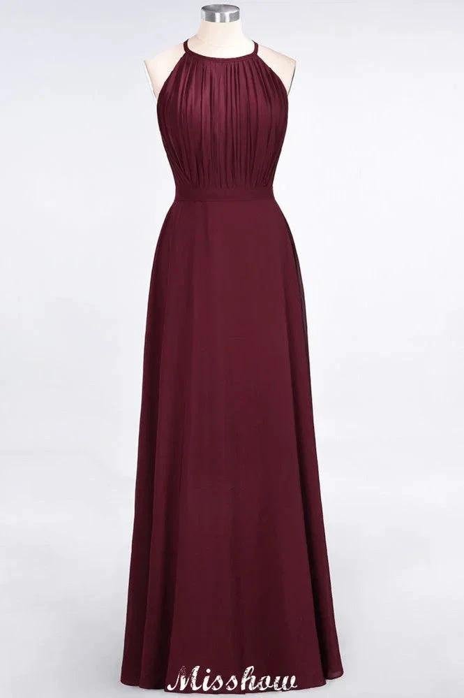 Jewel Sleeveless Floor-Length Bridesmaid Dress Ruffles Spaghetti aline Maid of Honor Dress (ZD12901) - VelvetHem