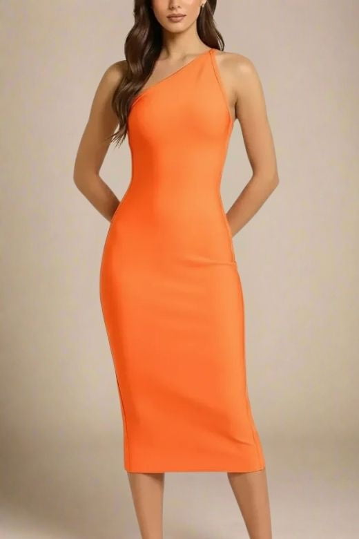 Joi Bodycon Midi Dress - Apricot Orange