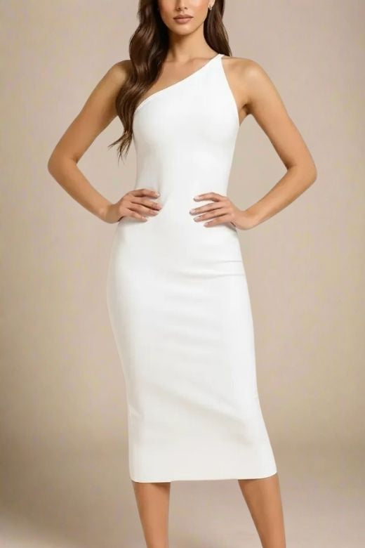 Joi Bodycon Midi Dress - White Pearl