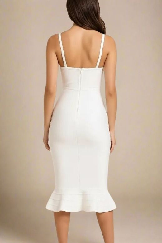 Joy Bandage Midi Dress - White Pearl