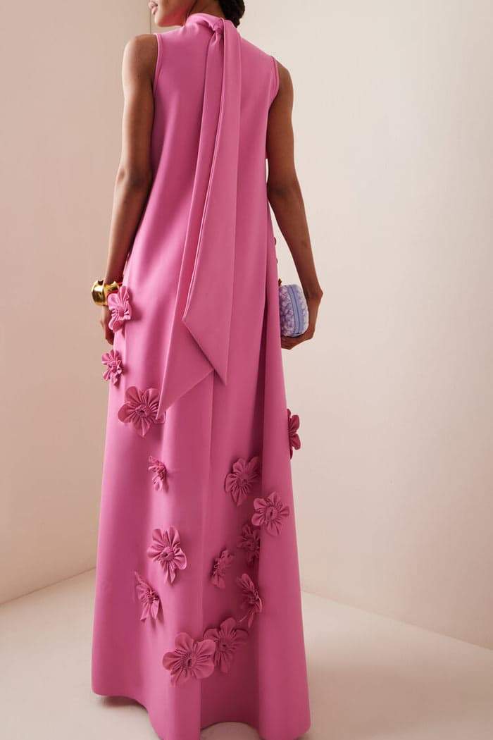 Jimena Effortless Sleeveless Maxi Dress with Floral Embellishment Boutique Collection