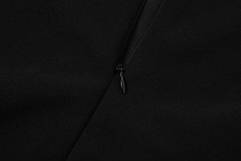 Bowknot long sleeve square neck zip-up contrast 2-way mini dress