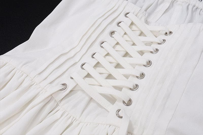 Lace hem lace up ruched backless square neck mini dress