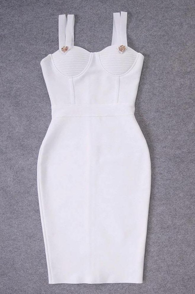 Kate Bandage Dress - White Pearl