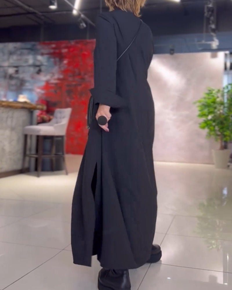 Yolanda Long Loose V-neck Dress for Women Office and Evening