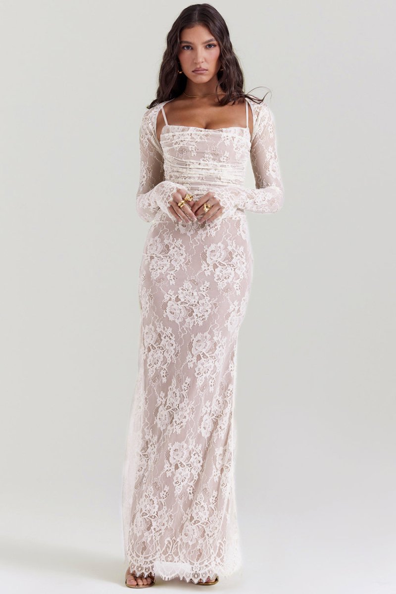 Autumn Elevated Lace Bodycon Long Dress for Women Premium Wardrobe Essential