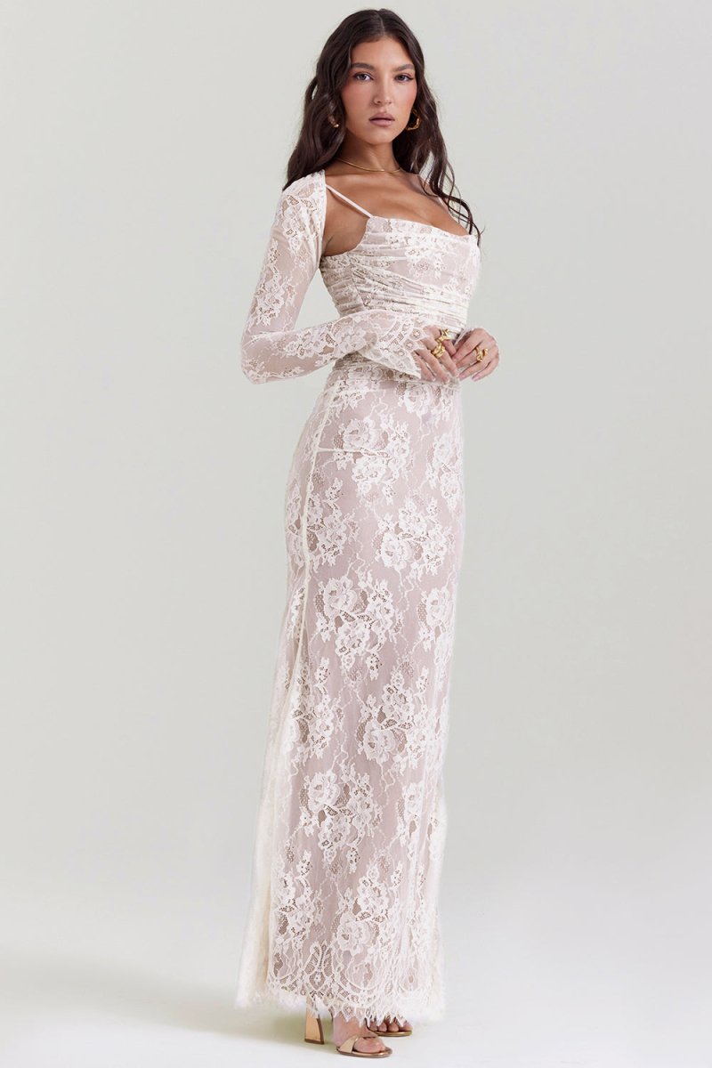 Autumn Elevated Lace Bodycon Long Dress for Women Premium Wardrobe Essential