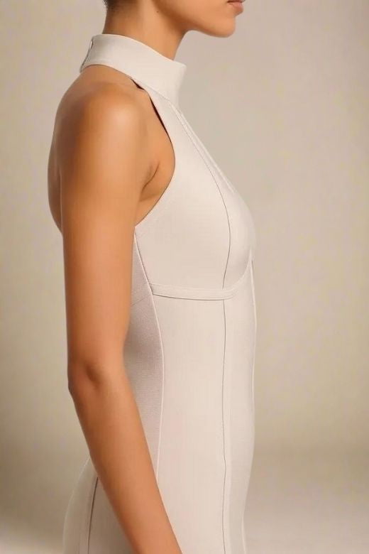 Lea Bandage Midi Dress - Beige