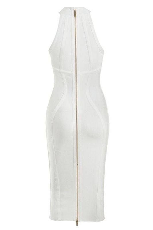 Lea Bandage Midi Dress - White Pearl