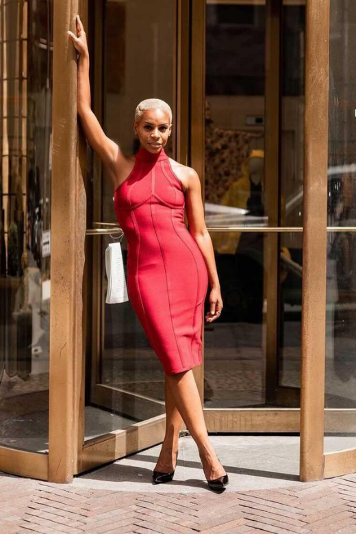 Lea Bandage Midi Dress - Red Wine