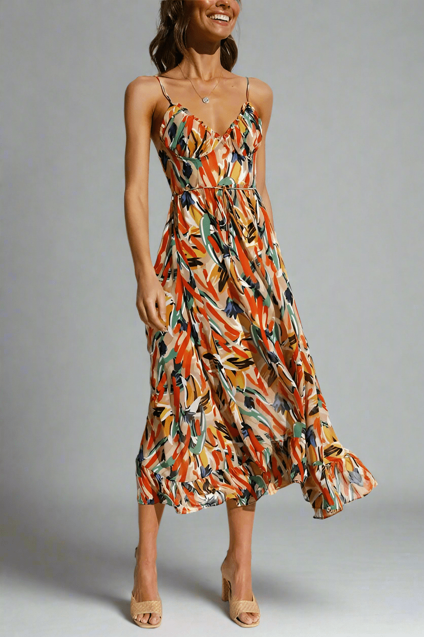 Eva Elegant Colored Dress with V-neck for Women Comfortable Daily Wear