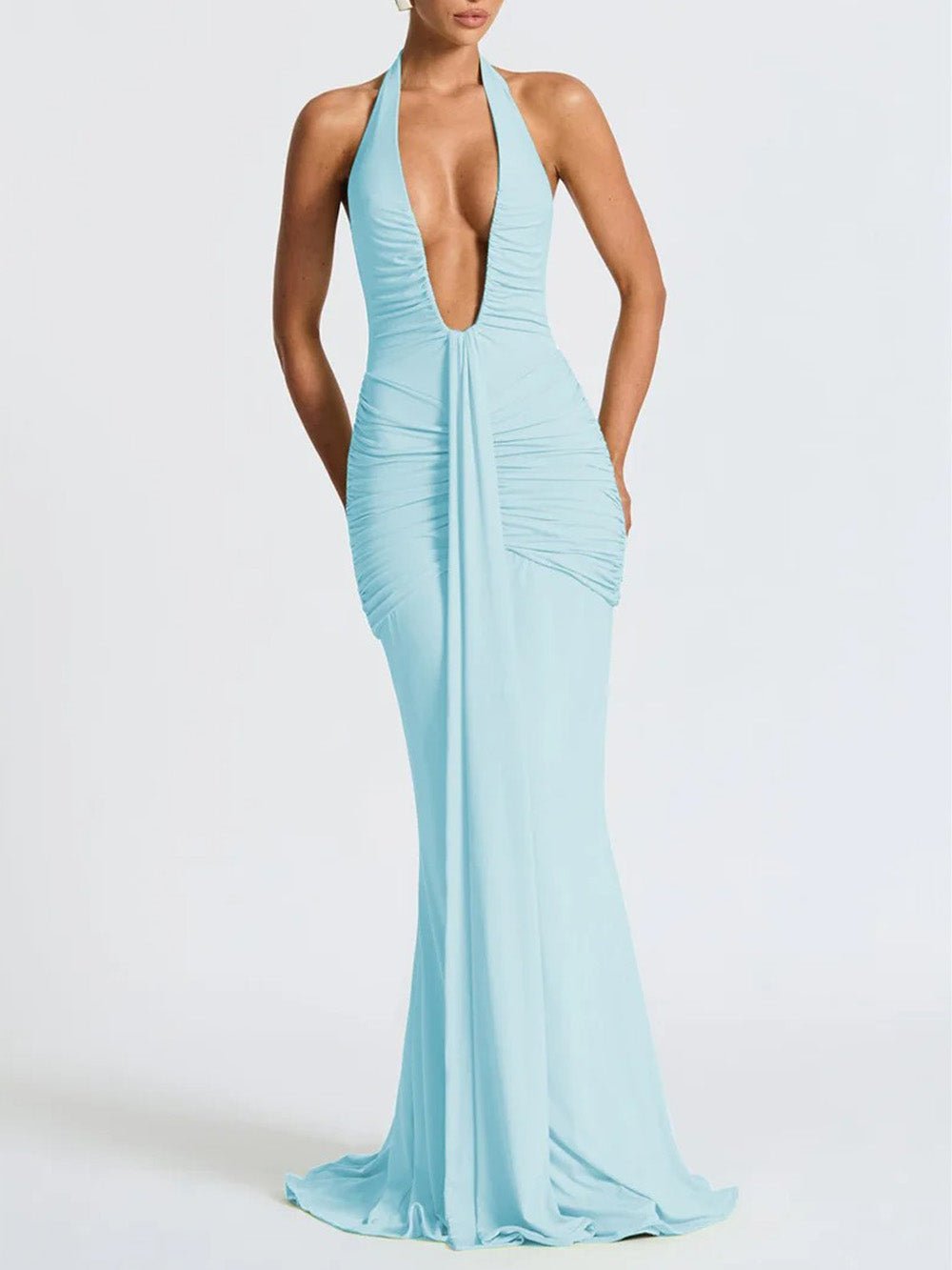 Liana Deep - V Halter Maxi Dress - Fashion Pov
