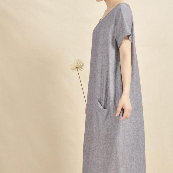 light blue oversize maxi dress natural linen cotton fabric