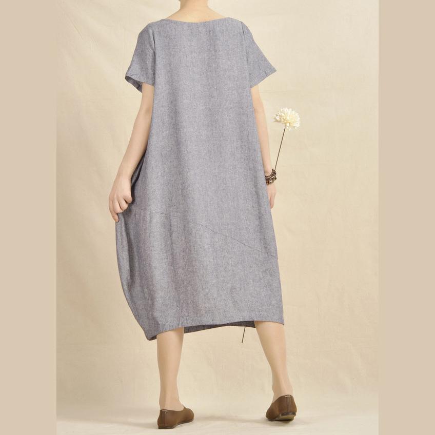 light blue oversize maxi dress natural linen cotton fabric