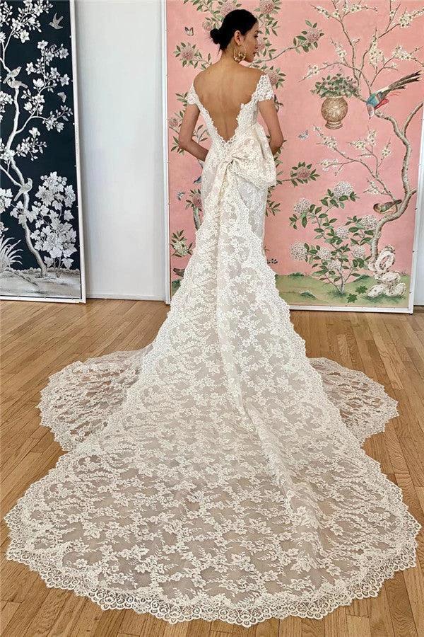 Long Mermaid Lace Off-the-shoulder Wedding Dresses (ZD14470)