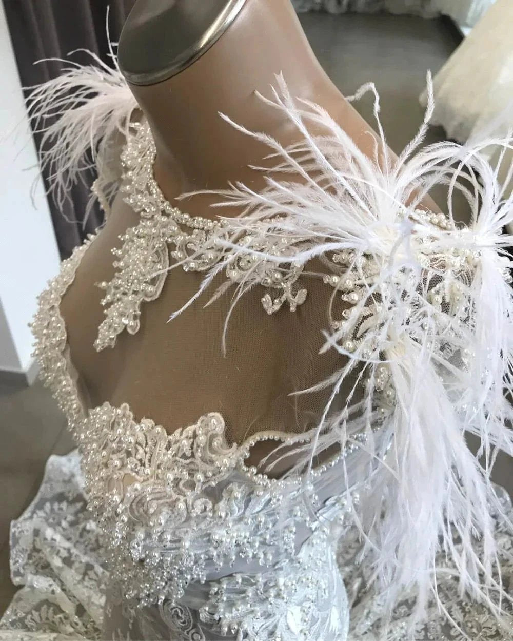 Long Mermaid Sweetheart Beading Appliques Lace Wedding Dress (ZD15802)