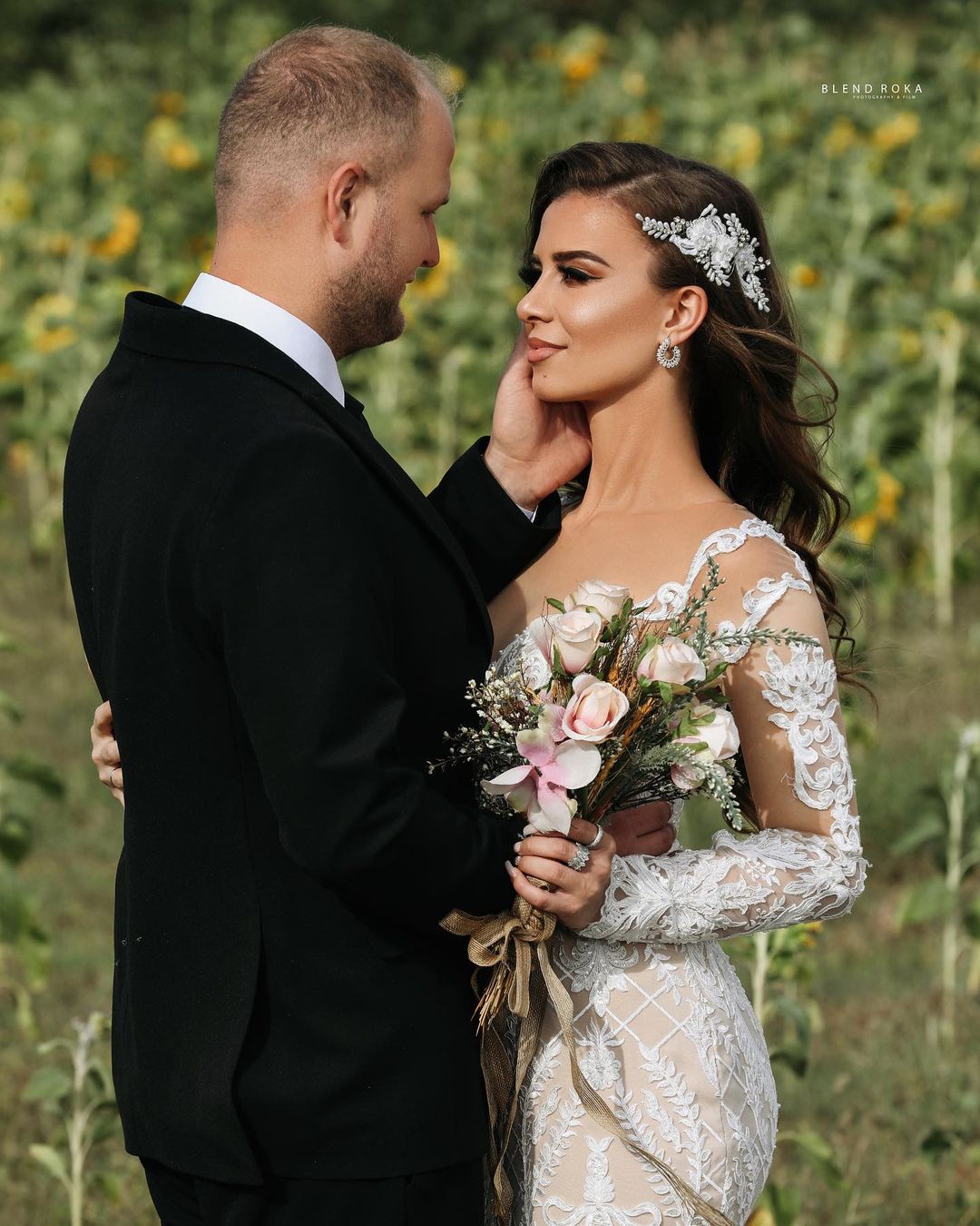 Long Sleeves Lace Wedding Dress Mermaid Boho Bridal Gowns (ZD17510)