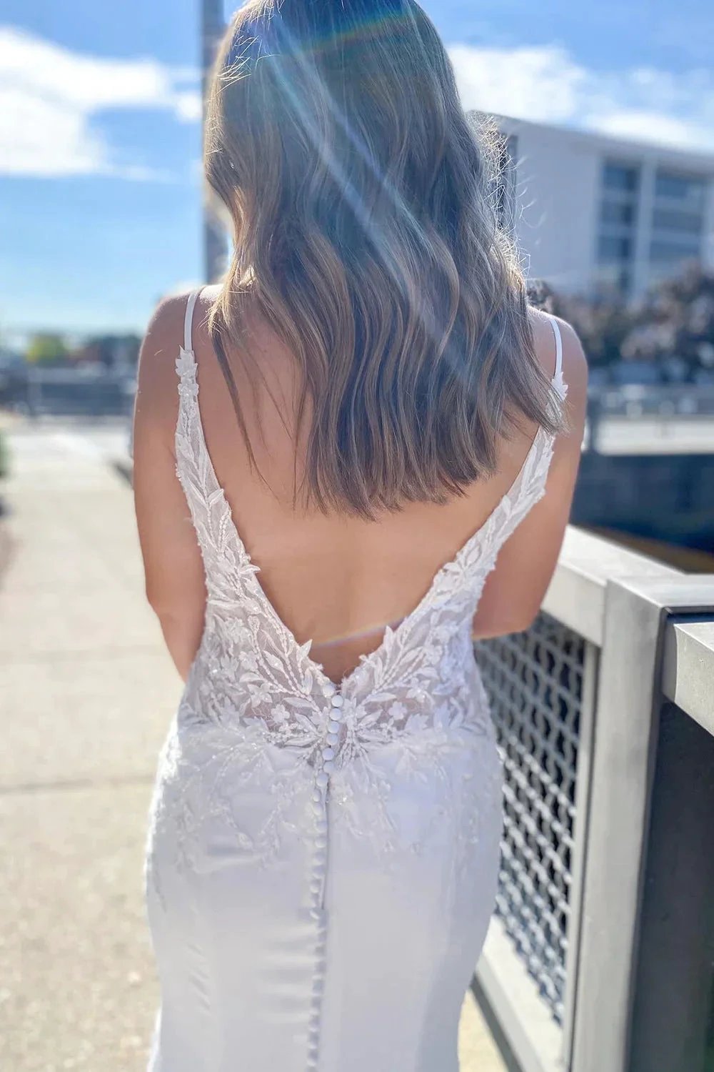 Long Sweetheart Appliques Lace Open Back Mermaid Wedding Dress (ZD14294)
