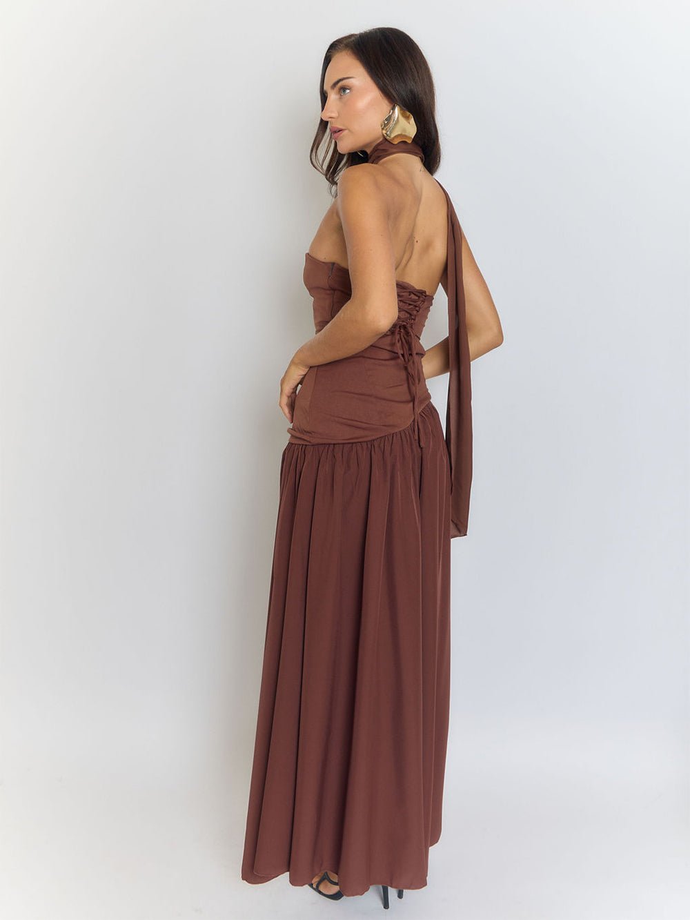 Lyra Backless Split Skirt Maxi Dress
