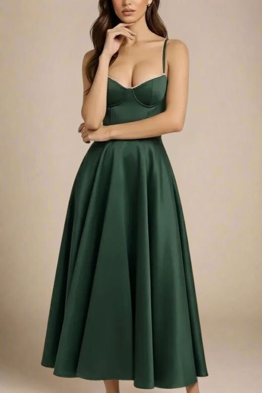 Mavis Midi Dress - Emerald Green
