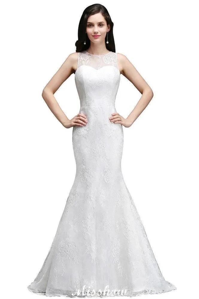Mermaid Sweep Train Lace New Arrival Wedding Dresses with Buttons (ZD16611)