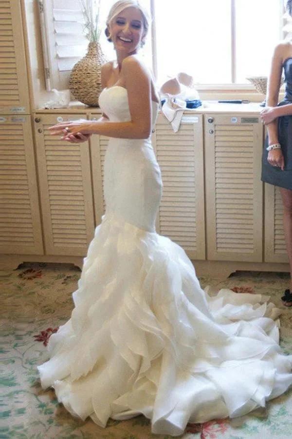 Mermaid Sweetheart Court Train Organza Wedding Dresses (ZD16330)