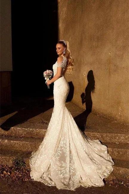 Mermaid Wedding Dress Appliques Bridal Gown With Beads (ZD14624)