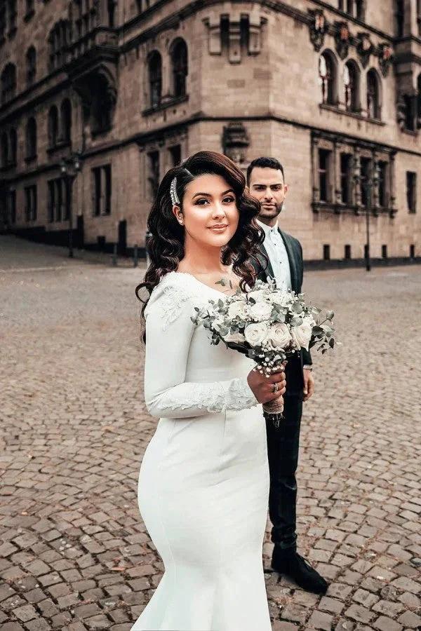 Mermaid Wedding Dress Long Sleeves Bridal Wears (ZD13833)