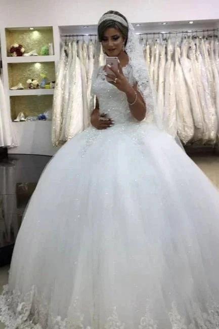 Modern wedding dresses with lace | Princess Wedding Dresses (ZD13907) - VelvetHem