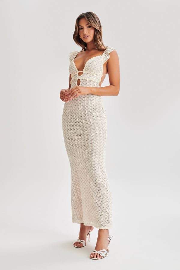 Muriel Ruffle Cut - out Knit Maxi Dress