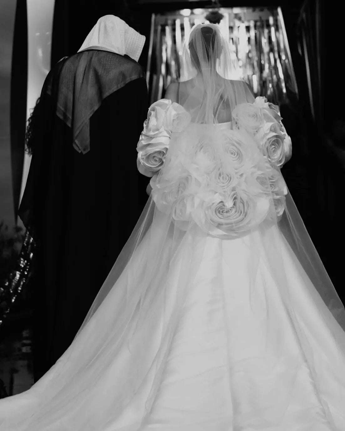 Ivory  Satin Mermaid Wedding Dress 3D Giant Rose Floral With Veil  ZP034