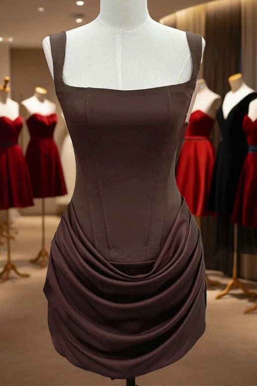 Nova Bodycon Wrap Mini Dress - Coffee Brown