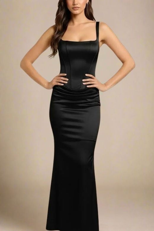 Nova Bodycon Wrap Maxi Dress - Classic Black