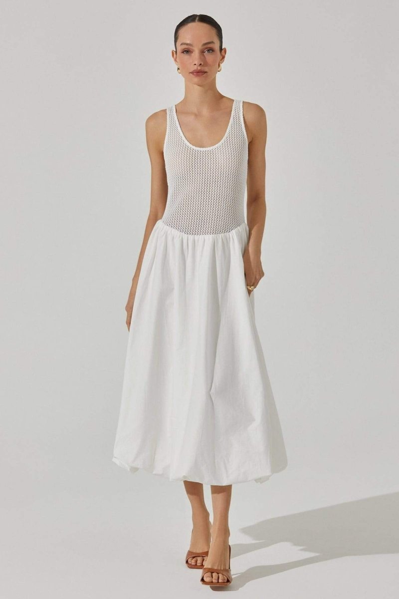 Leila Timeless Sleeveless Midi Dress in Contrast Color Boutique Collection