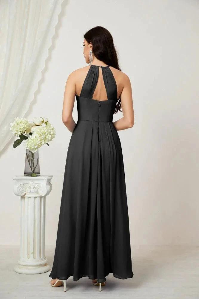 ZapDress Chiffon Halter Bridesmaid Dresses Long A-Line Formal Evening Dress 2805 (ZD16959)