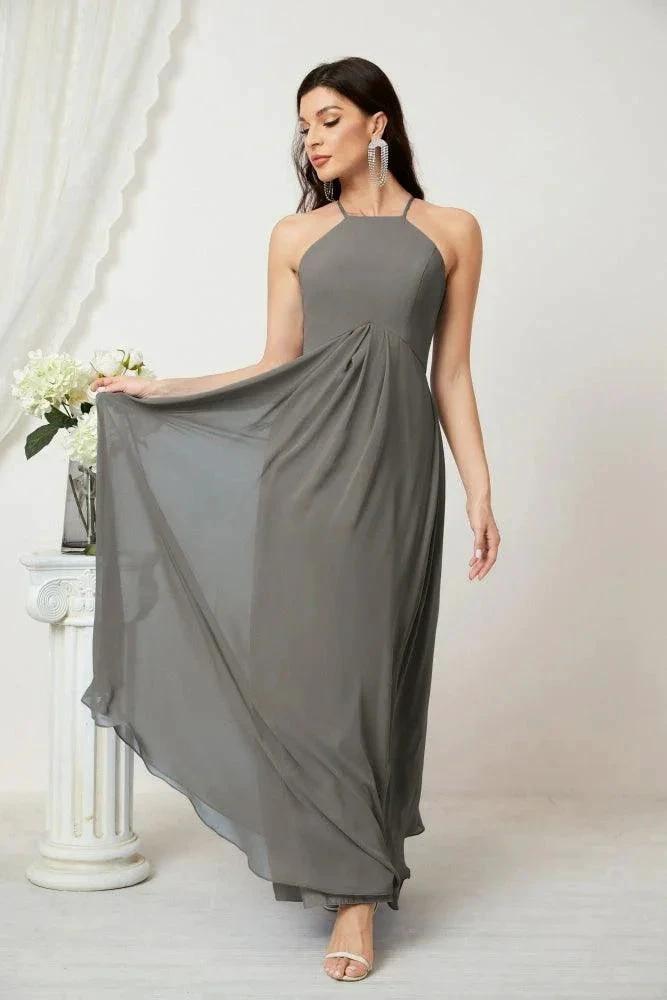 ZapDress Chiffon Halter Bridesmaid Dresses Long A-Line Formal Evening Dress 2805 (ZD16959)