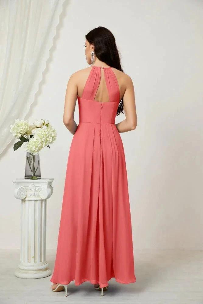 ZapDress Chiffon Halter Bridesmaid Dresses Long A-Line Formal Evening Dress 2805 (ZD16959)