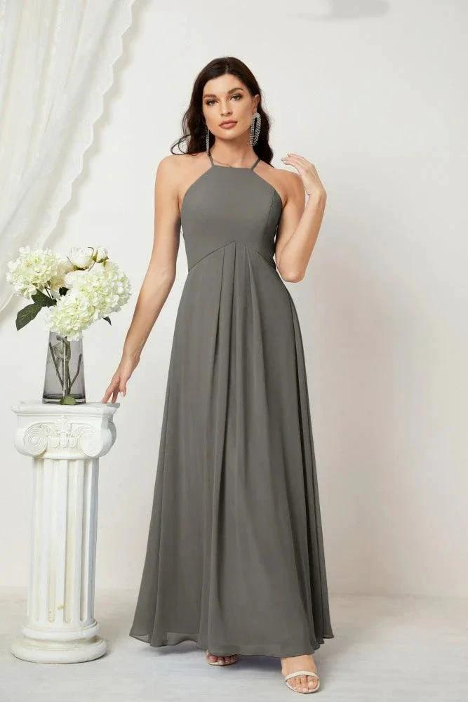ZapDress Chiffon Halter Bridesmaid Dresses Long A-Line Formal Evening Dress 2805 (ZD16959)