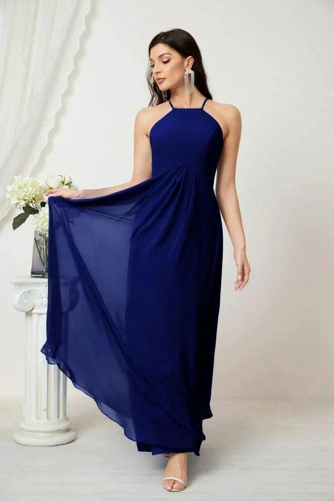 ZapDress Chiffon Halter Bridesmaid Dresses Long A-Line Formal Evening Dress 2805 (ZD16959)