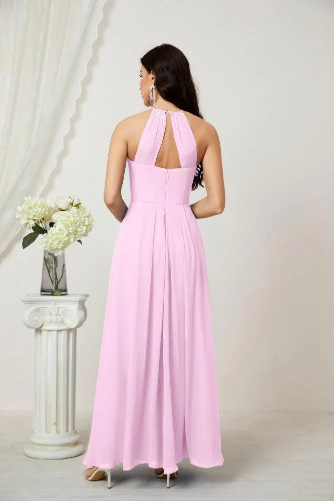 ZapDress Chiffon Halter Bridesmaid Dresses Long A-Line Formal Evening Dress 2805 (ZD16959)