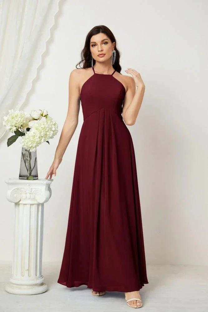ZapDress Chiffon Halter Bridesmaid Dresses Long A-Line Formal Evening Dress 2805 (ZD16959)