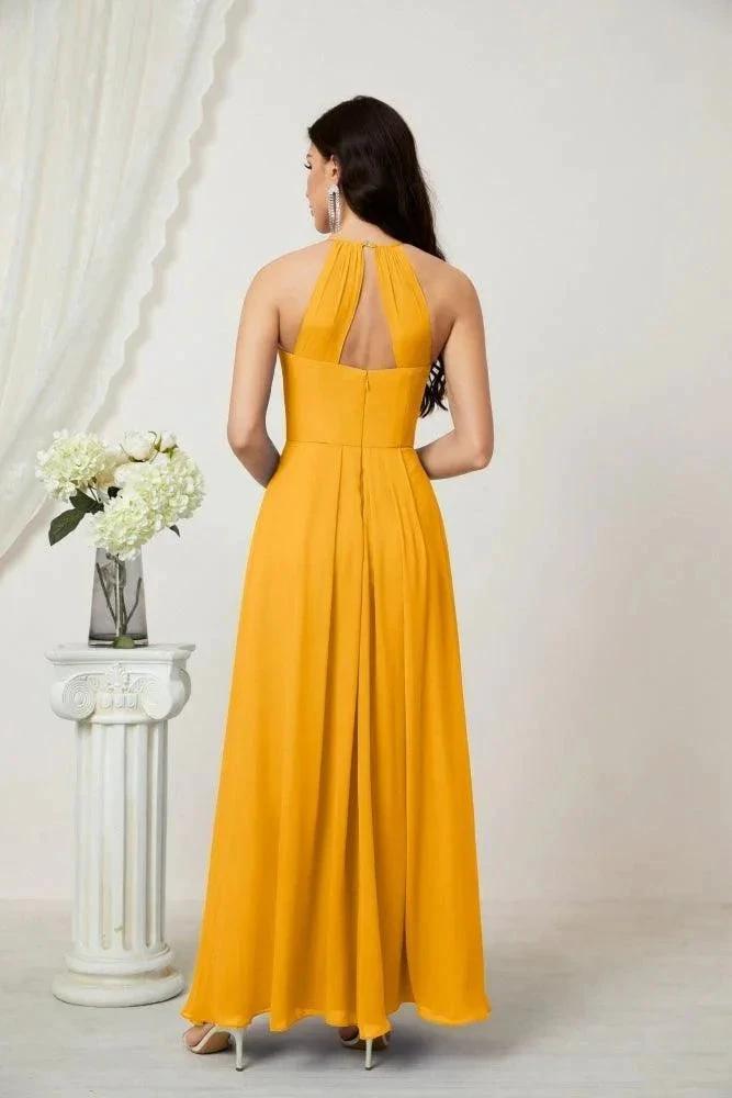 ZapDress Chiffon Halter Bridesmaid Dresses Long A-Line Formal Evening Dress 2805 (ZD16959)