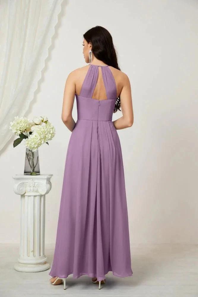 ZapDress Chiffon Halter Bridesmaid Dresses Long A-Line Formal Evening Dress 2805 (ZD16959)