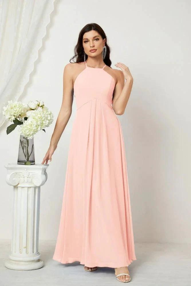 ZapDress Chiffon Halter Bridesmaid Dresses Long A-Line Formal Evening Dress 2805 (ZD16959)