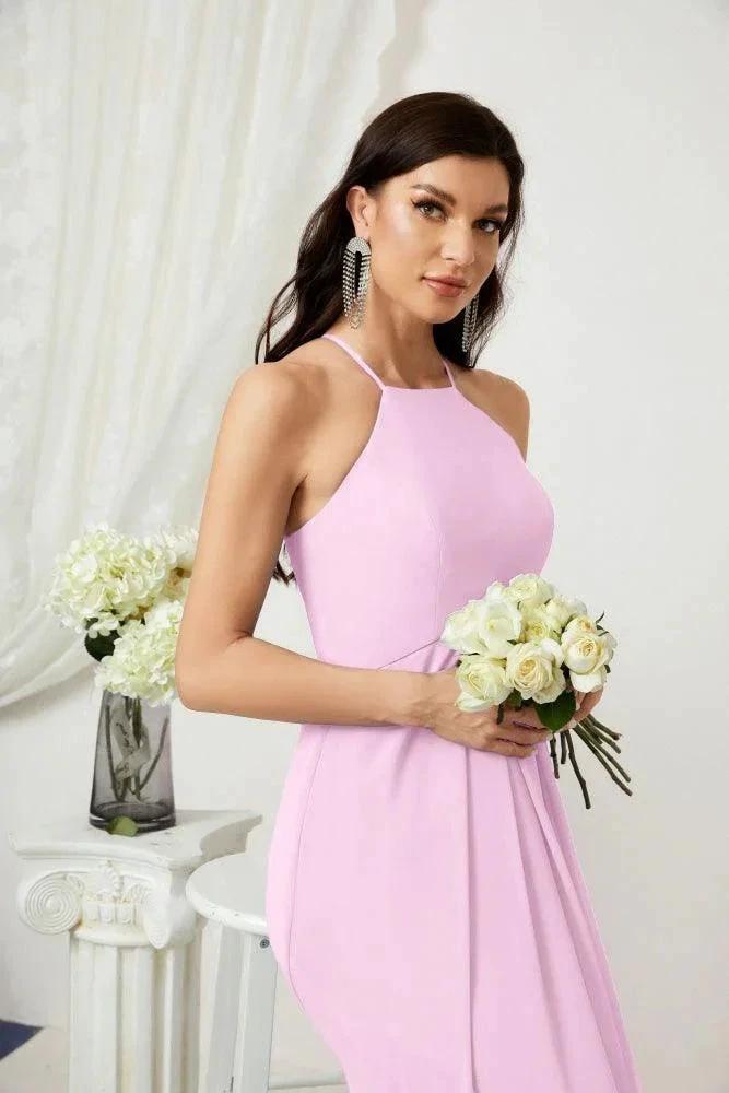 Numbersea Chiffon Halter Bridesmaid Dresses Long A-Line Formal Evening Dress 2805 by numbersea