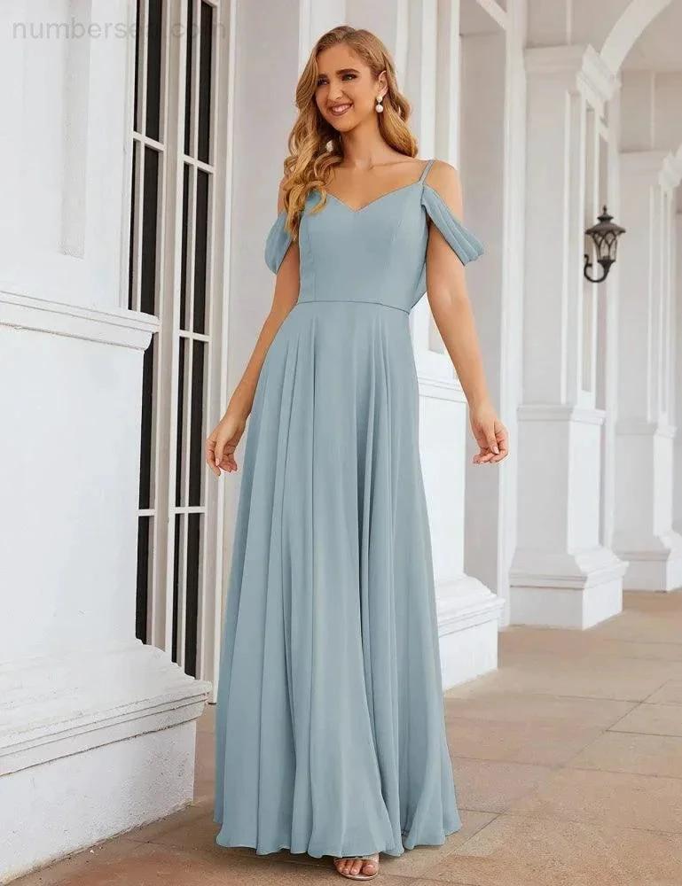 ZapDress Cold Shoulder Chiffon Bridesmaid Dresses Long Maxi Formal Prom Gowns for Women Party (ZD17042)